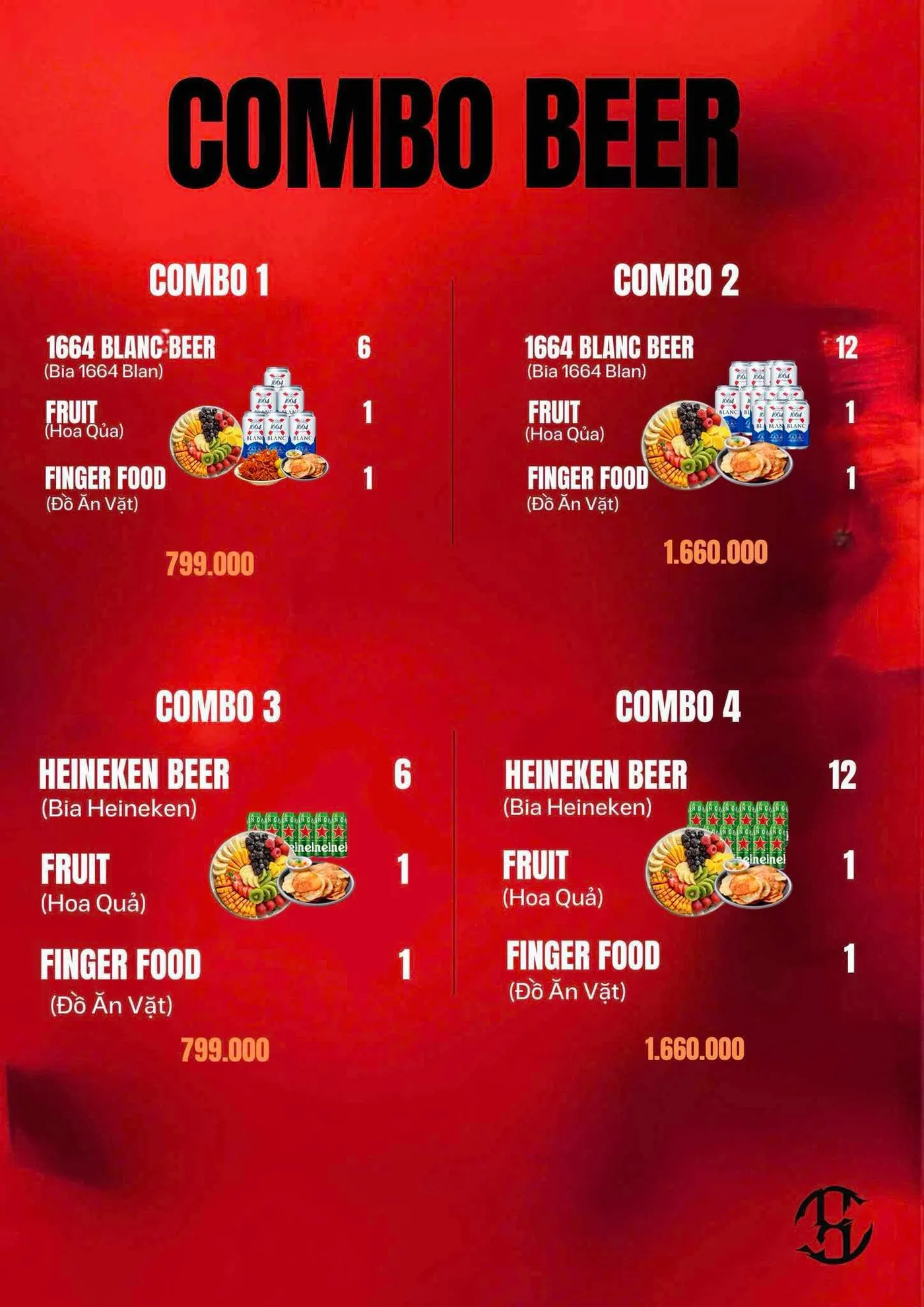 Một trang trong thực đơn COCA Club